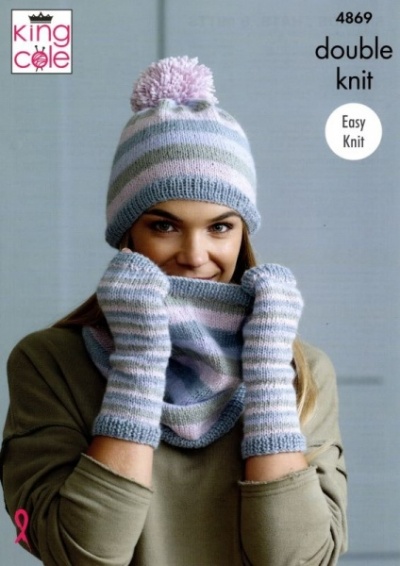 Knitting Pattern - King Cole 4869 - Baby Alpaca DK - Snoods, Hats & Mitts
